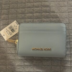 Michael Kors Sky Blue Wallet with Gold Accents
